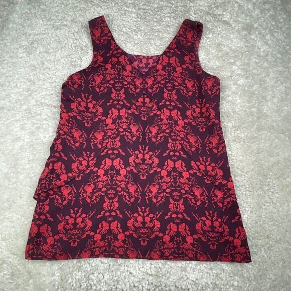 Cabi Red Cameo Print Sleeveless Blouse Top - Picture 4 of 12